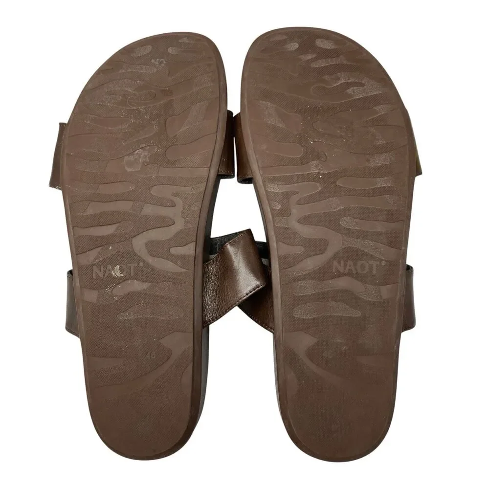 Naot Maldive Sandals Mens 13 Brown Leather Comfort Slides Comfort Strappy Summer